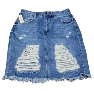 Lily & Parker Women's Midi Length Distressed Jean Skirt Size 26 NWT